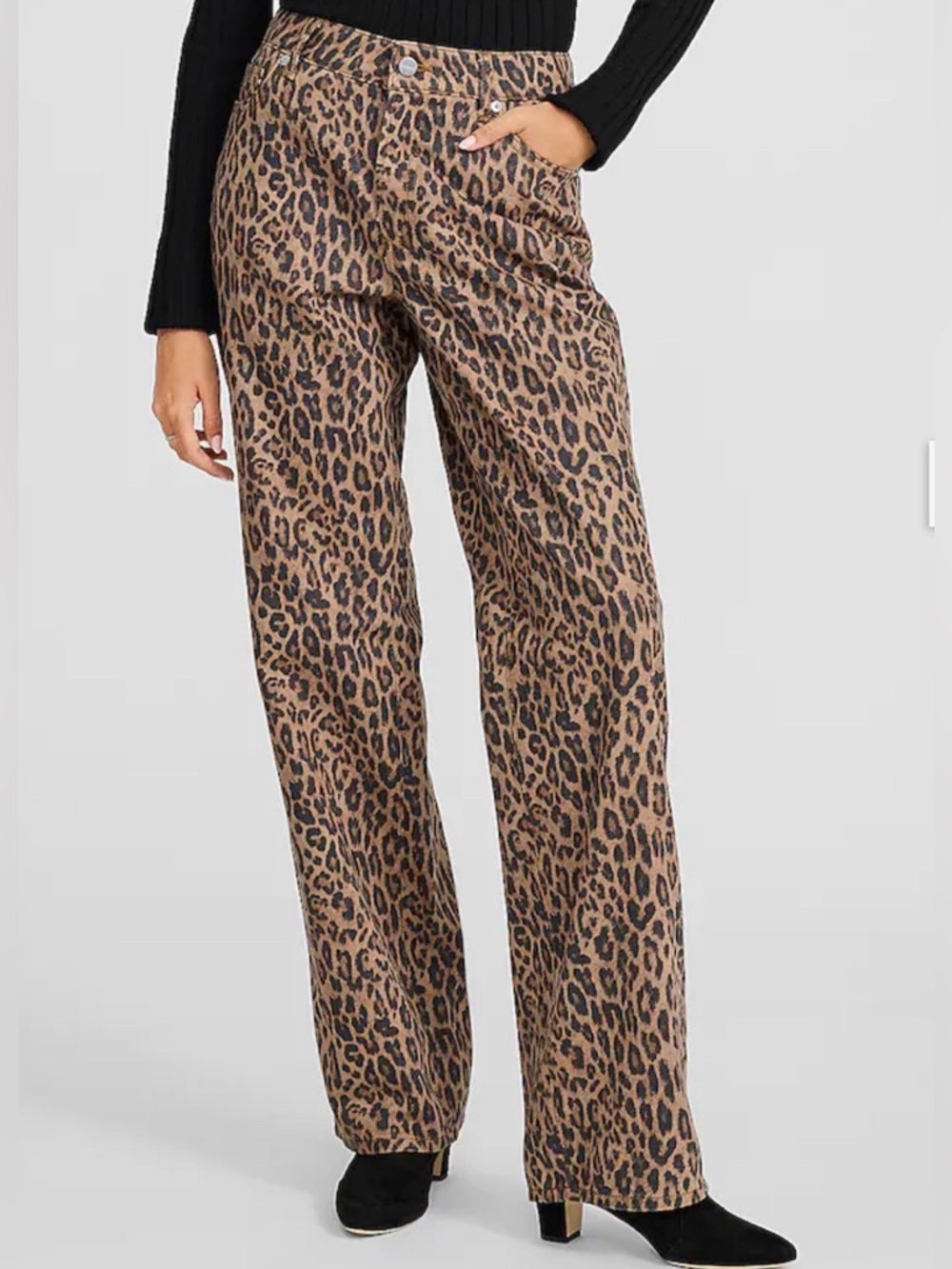 Expess Low Rise Leopard Print Relaxed Straight Jeans Stretch 4R